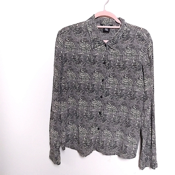 Vintage Kara Snake Print 100% Silk Button Front Shirt Size Large - Picture 1 of 9